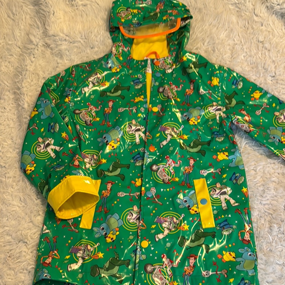Green Toy Story Raincoat with Yellow Accents